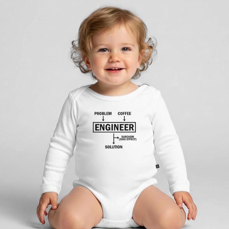 Problem Engineer Coffee Solution Sarcasm Organic Longsleeve Baby Bodysuit