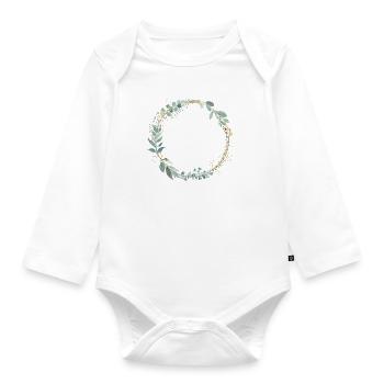 Modern Kranz personalisierbar - Baby Bio-Langarm-Body - Weiß - Vorne