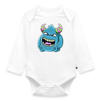 Kleines süßes witziges Monster Nr.39 - Baby Bio-Langarm-Body - Weiß - Vorne
