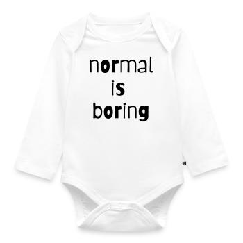 normal is boring normal is boring different - Organic Longsleeve Baby Bodysuit - white - Front