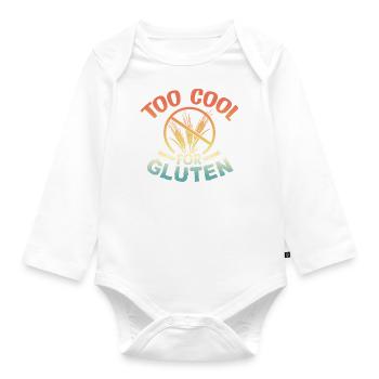 Too Cool For Gluten - Gluten-free saying - Organic Longsleeve Baby Bodysuit - white - Front