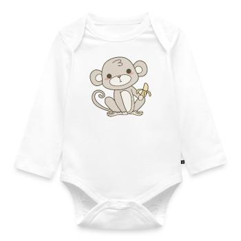 Affe - Baby Bio-Langarm-Body - Weiß - Vorne
