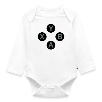 Gamecontroller-Tasten - Baby Bio-Langarm-Body - Weiß - Vorne