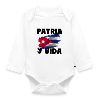 PATRIA Y VIDA Drapeau Cubain Cuba Libre - Body Bébé bio manches longues - blanc - Devant
