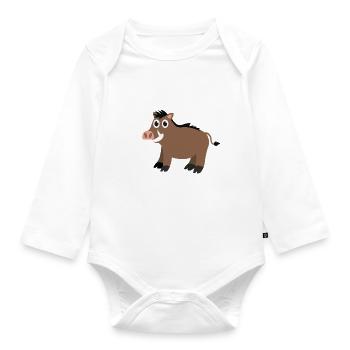 Wild boar - Organic Longsleeve Baby Bodysuit - white - Front