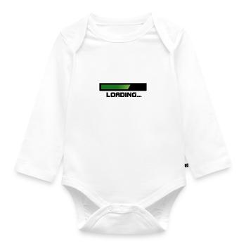 Green Loading Bar - Organic Longsleeve Baby Bodysuit - white - Front