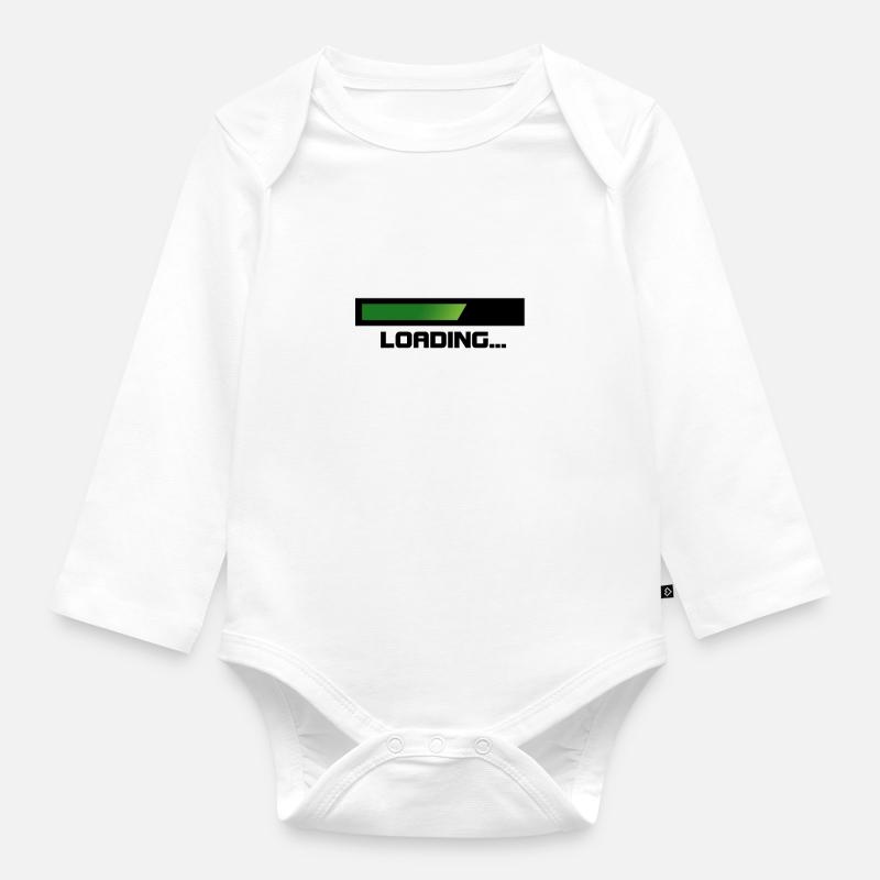 Grüner Loading Balken - Baby Bio-Langarm-Body - Weiß