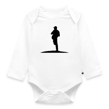 Baseball Spieler, Pitcher beim Ball Werfen. - Baby Bio-Langarm-Body - Weiß - Vorne