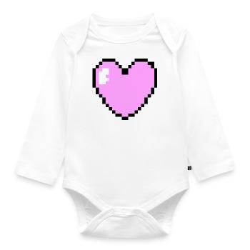 Coeur Pixel Rose - Body Bébé bio manches longues - blanc - Devant