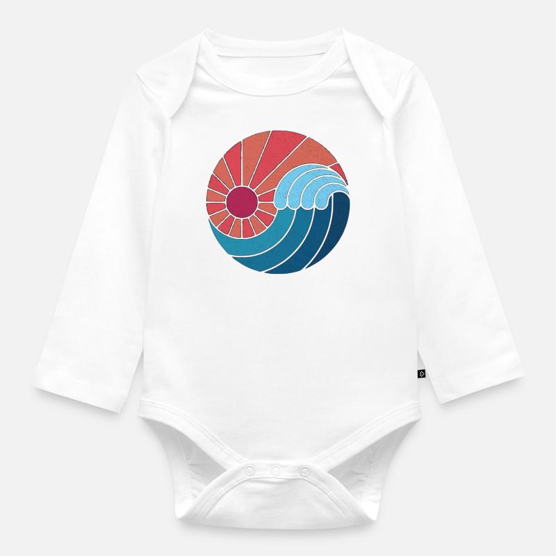 Vague - Body Bébé bio manches longues - blanc