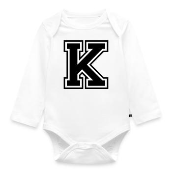 Letter K Team Football Baseball Basketball University - Organic Longsleeve Baby Bodysuit - white - Front