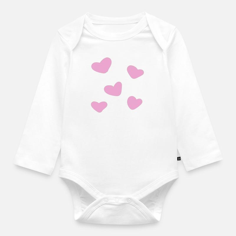 cœur coeur - Body Bébé bio manches longues - blanc