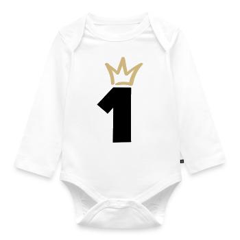 NUMMER EINS 1 Champion Krone - Baby Bio-Langarm-Body - Weiß - Vorne