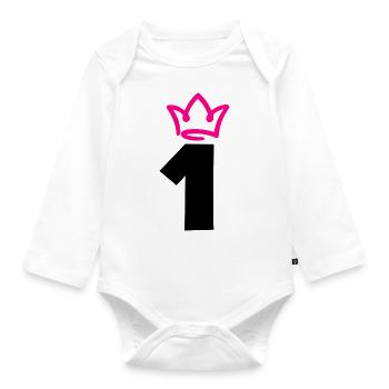 NUMMER EINS 1 Krone - Baby Bio-Langarm-Body - Weiß - Vorne
