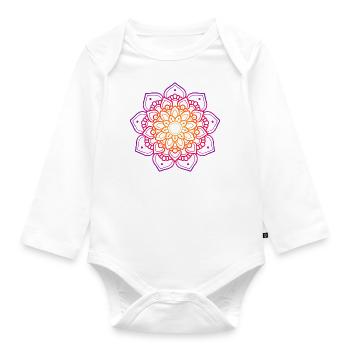 mandala de fleurs colorées - Body Bébé bio manches longues - blanc - Devant