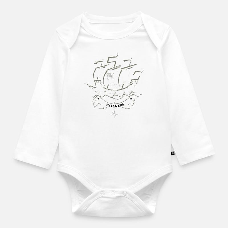 Le Pirée Grèce - Body Bébé bio manches longues - blanc