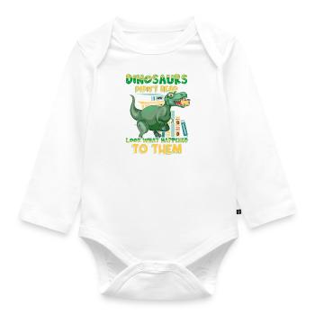 Cool Dinosaurs Shirt Designs for Kids Must have - Organic Longsleeve Baby Bodysuit - white - Front