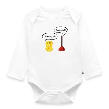 I hate my job - Organic Longsleeve Baby Bodysuit - white - Front