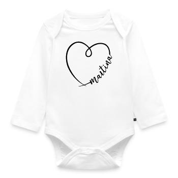 Martina Nom Prénom Dessin du cœur - Body Bébé bio manches longues - blanc - Devant
