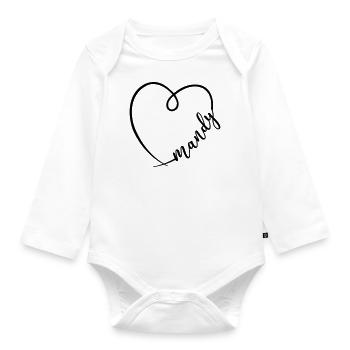 Mandy Name Vorname Herz Zeichnung - Baby Bio-Langarm-Body - Weiß - Vorne