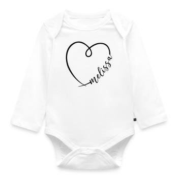 Melissa Name First Name Heart Drawing - Organic Longsleeve Baby Bodysuit - white - Front