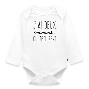 J'ai deux mamans qui déchirent - Body Bébé bio manches longues - blanc - Devant