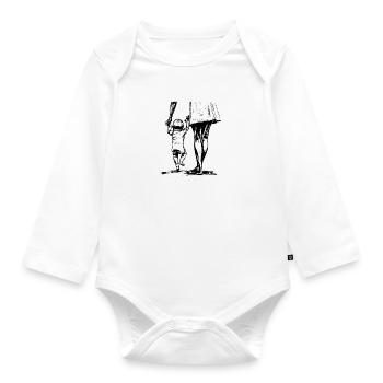 Mother and son - son and mother - Organic Longsleeve Baby Bodysuit - white - Front