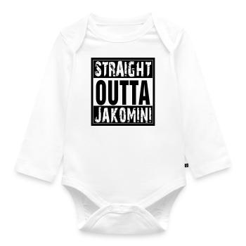 Straight outta Jakomini - Baby Bio-Langarm-Body - Weiß - Vorne