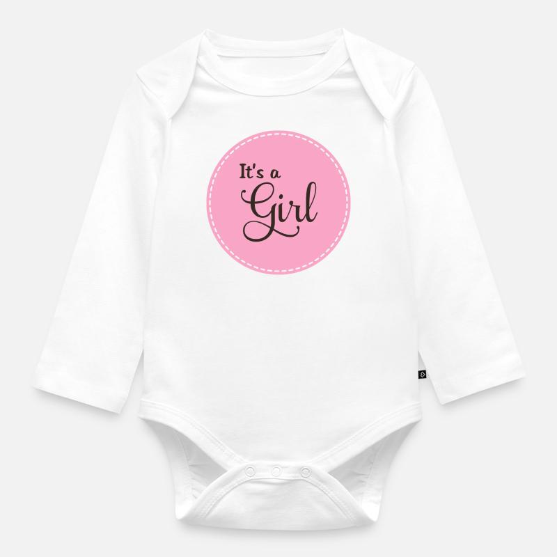 C’est une fille - Body Bébé bio manches longues - blanc