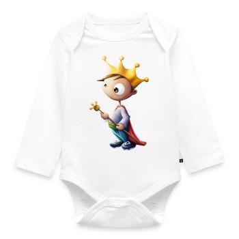 King - Organic Longsleeve Baby Bodysuit - white - Front