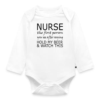 Nurse Krankenschwester Corona - Organic Longsleeve Baby Bodysuit - white - Front