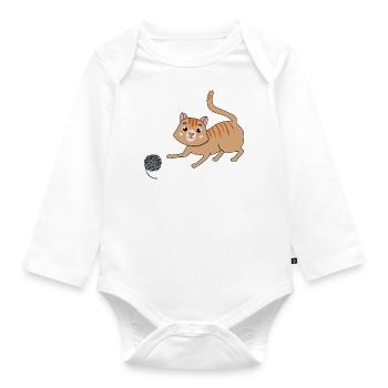 Cat with wool - Organic Longsleeve Baby Bodysuit - white - Front