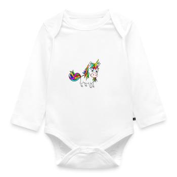 Einhorn lustig Ich hasse dumme Menschen Idiot dumm - Baby Bio-Langarm-Body - Weiß - Vorne