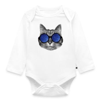 Galaxy cat - Baby Bio-Langarm-Body - Weiß - Vorne