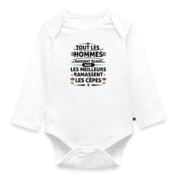 Les Meilleures ramassent les cèpes - Body Bébé bio manches longues - blanc - Devant