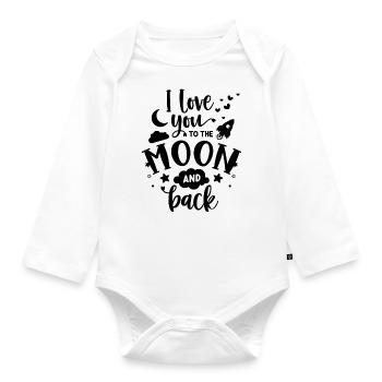 I love you to the Moon and back - Organic Longsleeve Baby Bodysuit - white - Front