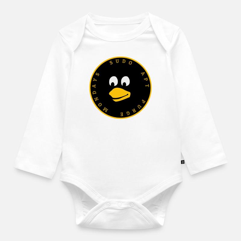 Linux Pinguin Tux Design - Baby Bio-Langarm-Body - Weiß