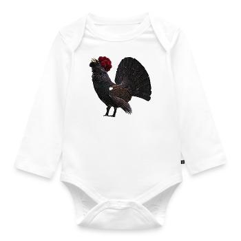 Auerhahn mit Schwarzwälder Bollenhut - Baby Bio-Langarm-Body - Weiß - Vorne