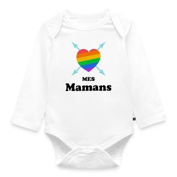 J'aime mes Mamans, famille LGBTQ - Body Bébé bio manches longues - blanc - Devant