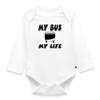 Bus - Baby Bio-Langarm-Body - Weiß - Vorne