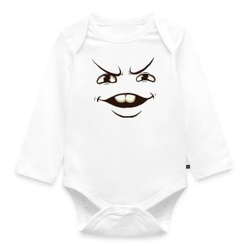 Funny face cartoon - Baby Bio-Langarm-Body - Weiß - Vorne