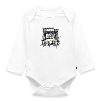Mops-Leben - Baby Bio-Langarm-Body - Weiß - Vorne