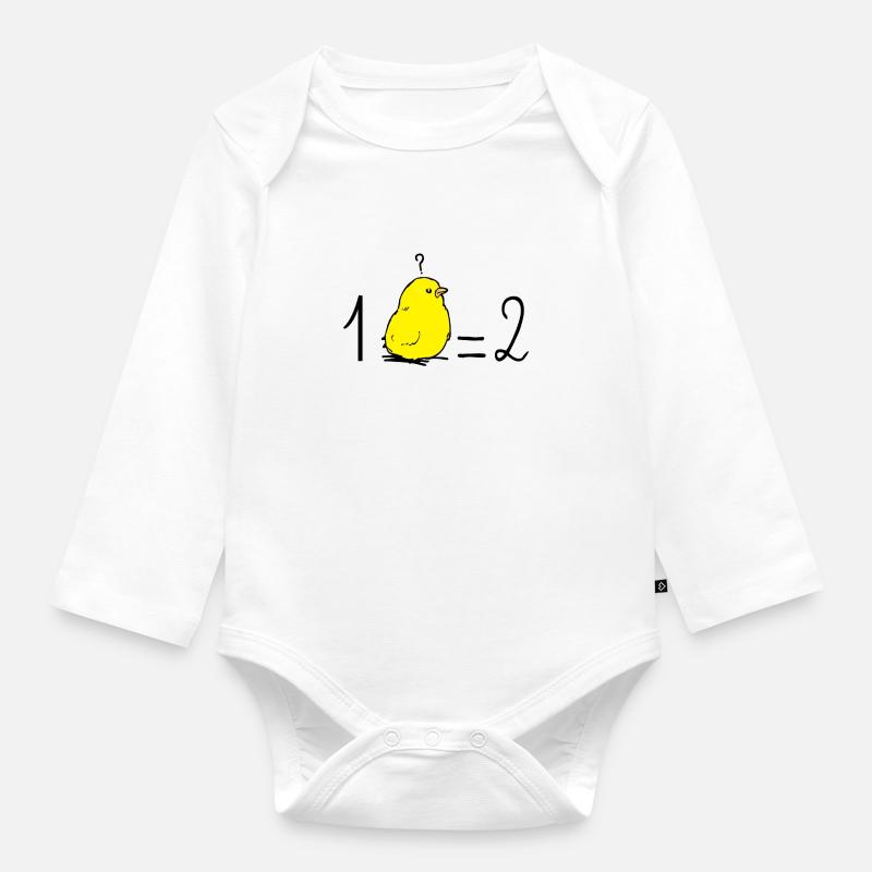 Un poussin égale deux ! (maths, école) - Body Bébé bio manches longues - blanc