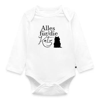 Alles für die Katz Katze Haustier Geschenk Desgin - Baby Bio-Langarm-Body - Weiß - Vorne