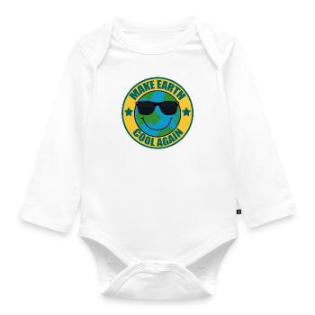 Make Earth cool again - Baby Bio-Langarm-Body - Weiß - Vorne