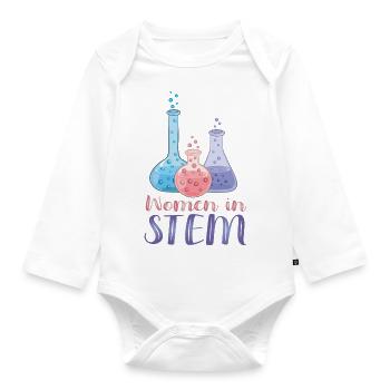 Women In Stem - Wissenschaftlerinnen - Baby Bio-Langarm-Body - Weiß - Vorne