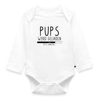 Pups wird geladen bitte warten - Baby Bio-Langarm-Body - Weiß - Vorne