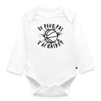 J'PEUX PAS J'AI BASKET - Body Bébé bio manches longues - blanc - Devant
