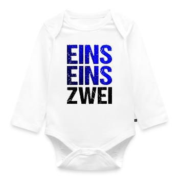 EINS EINS ZWEI Blaulicht Notruf - Baby Bio-Langarm-Body - Weiß - Vorne