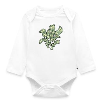 Big money flying to you for wealth and prosperity. - Organic Longsleeve Baby Bodysuit - white - Front